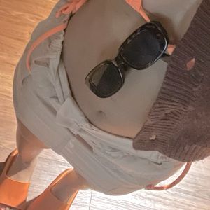 PLT petite camel pocket cargo mini skirt